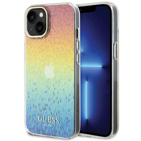 Guess GUHCP15SHDECMI Apple iPhone 15 hardcase IML Faceted Mirror Disco Iridescent multicolor