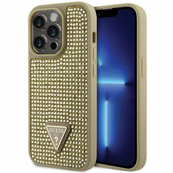 Guess GUHCP14LHDGTPD Apple iPhone 14 Pro gold hardcase Rhinestone Triangle