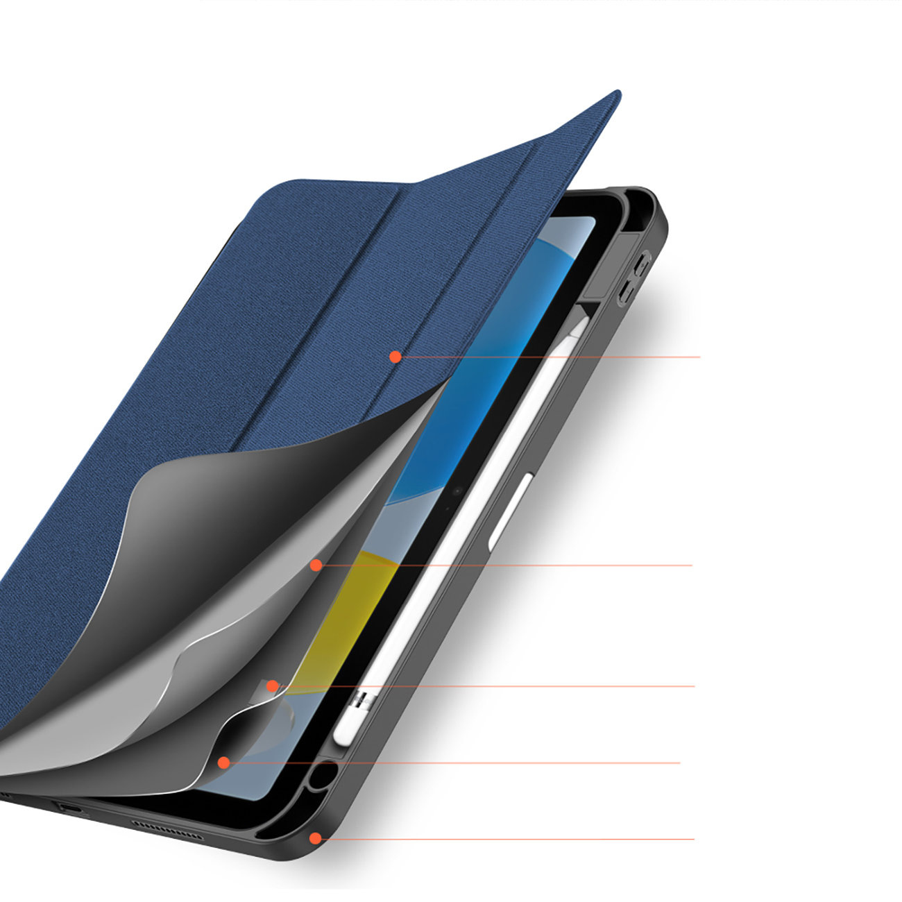 DuxDucis Domo Apple iPad 10.9 2022 (10 gen) + Pencil holder blue