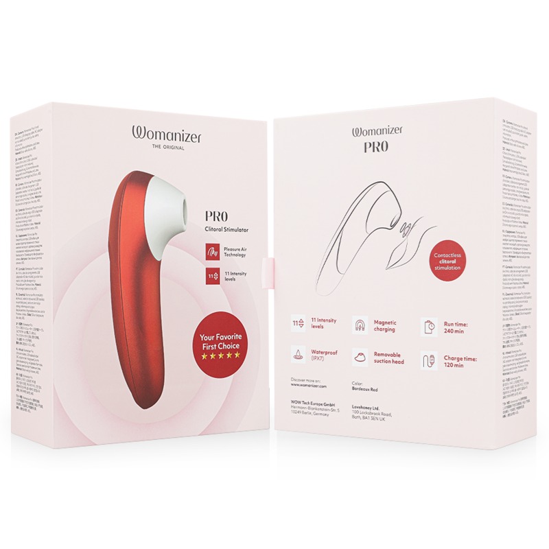 WOMANIZER - PRO VIBRANT CLITORAL STIMULATOR BURGUNDY