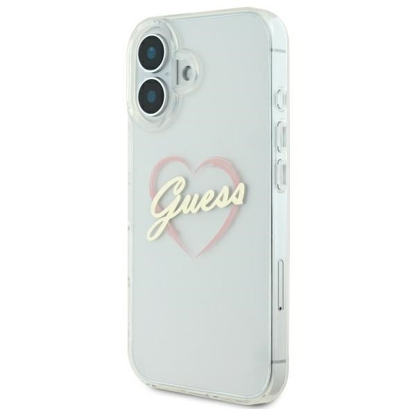Etui Guess do Apple iPhone 16 plus hardcase IML Heart przeźroczysty