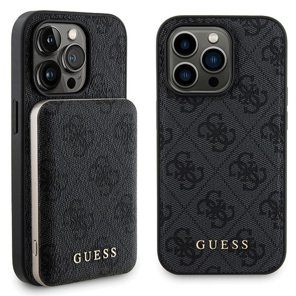 Guess GUBPM5P15L4GEMGK Apple iPhone 15 Pro hardcase + Powerbank 5000mAh MagSafe 4G Metal Logo black