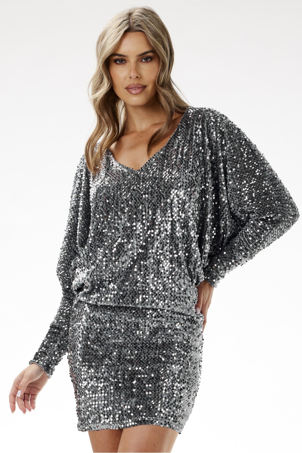  Evening dress model 204249 awama  grey