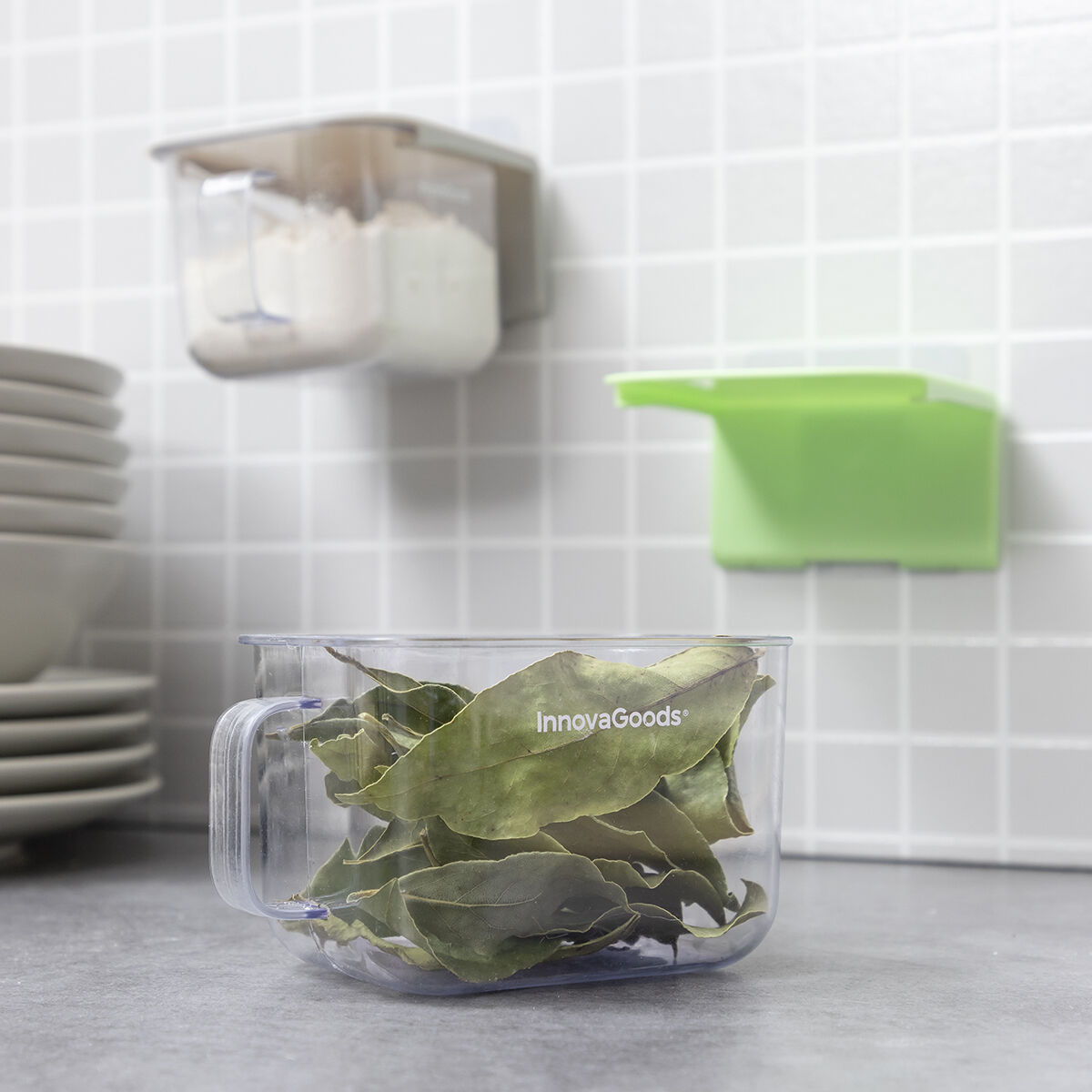 Removable Adhesive Kitchen Containers Handstore InnovaGoods Pack of 2 units Removable Adhesive Kitchen Containers Handstore InnovaGoods Pack of 2 units