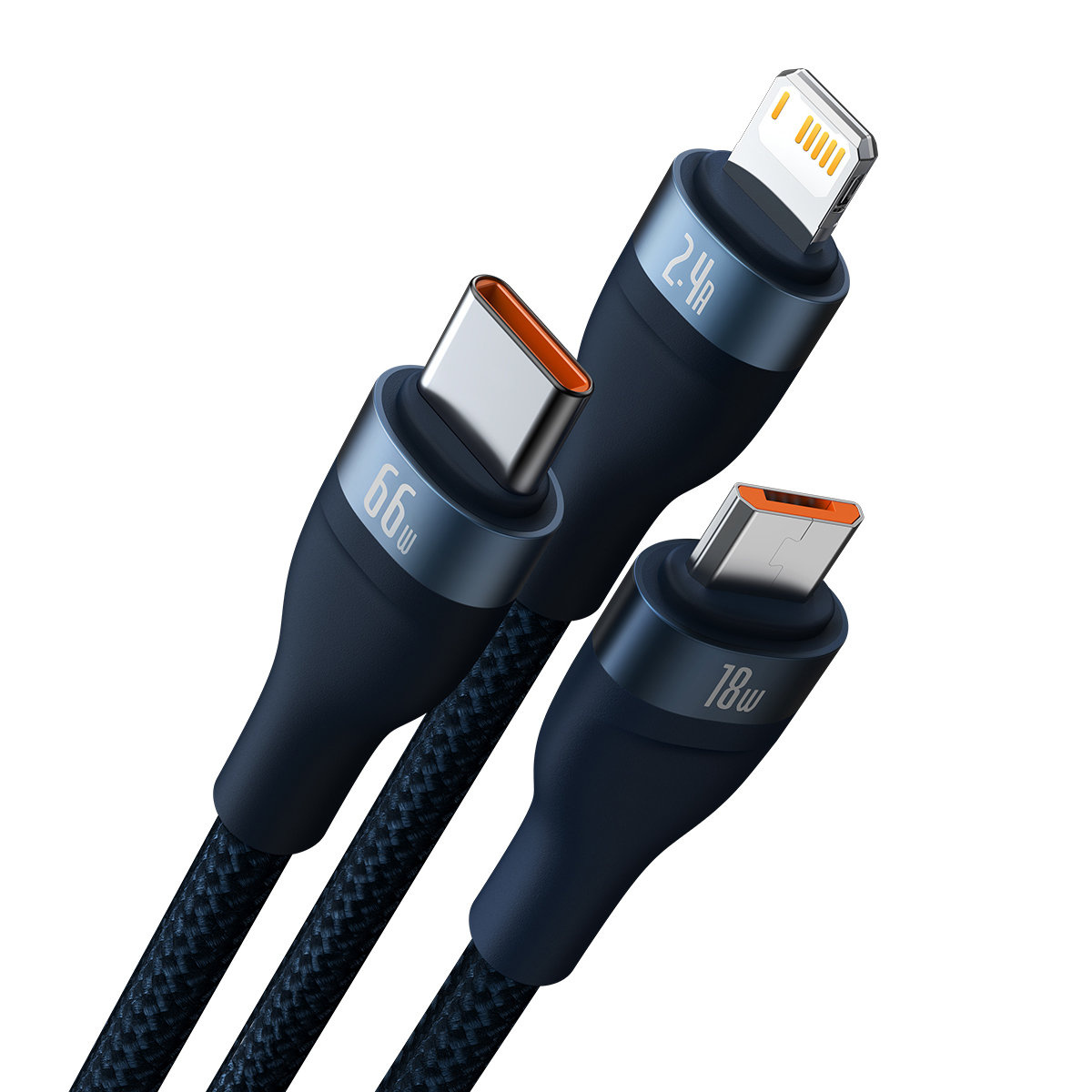 Baseus Flash Series Ⅱ USB-USB-C/microUSB/Lightning 3in1 Cable 66W 1.2m (blue)