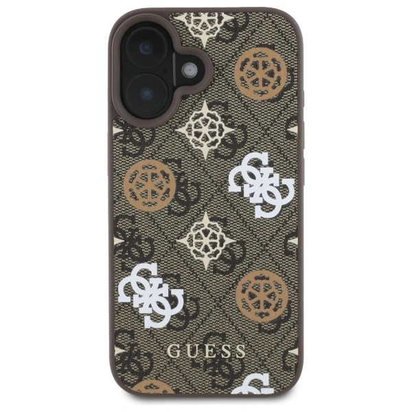 Guess GUHMP16SP4PWPW Apple iPhone 16 hardcase Peony On 4G Background MagSafe brown