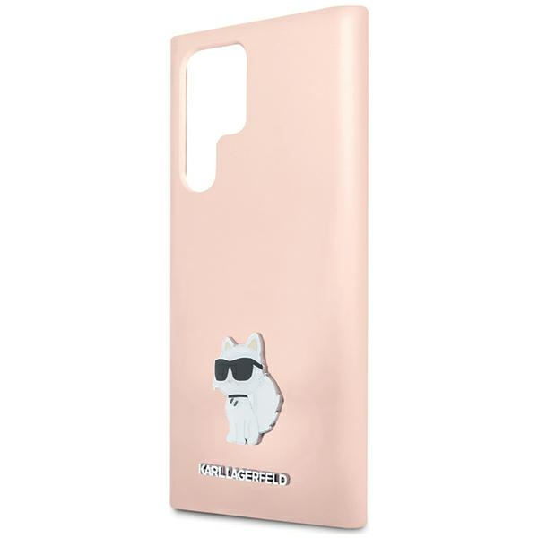 Karl Lagerfeld KLHCS23LSMHCNPP Samsung Galaxy S23 Ultra Silicone Choupette Metal Pin pink
