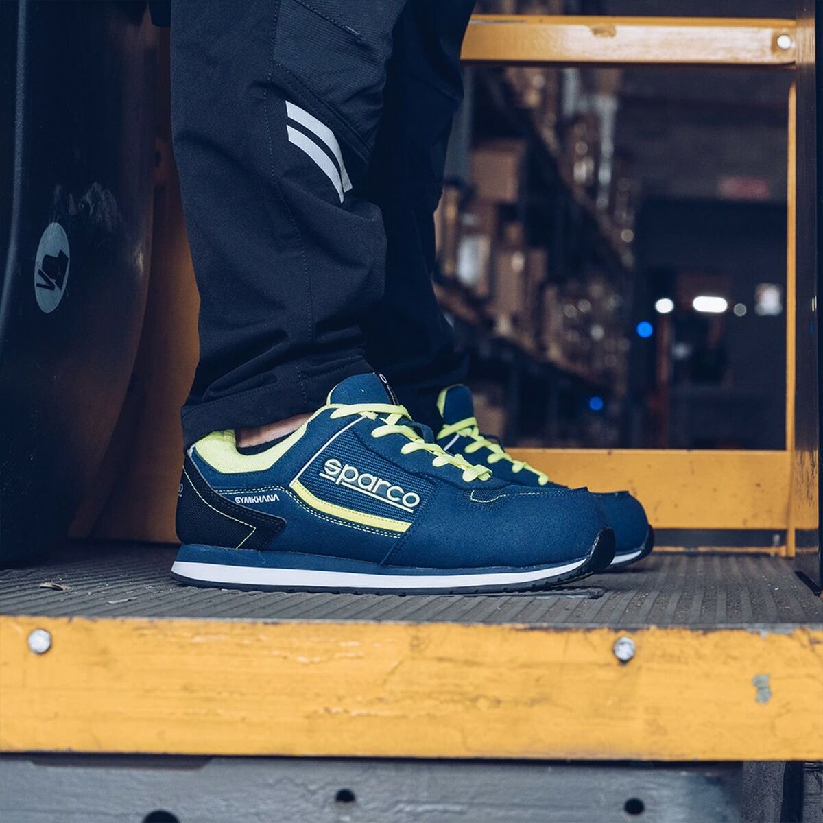 Racing Ankle Boots Sparco GYMKHANA DANI Yellow Blue Navy Blue Racing Ankle Boots Sparco GYMKHANA DANI Yellow Blue Navy Blue