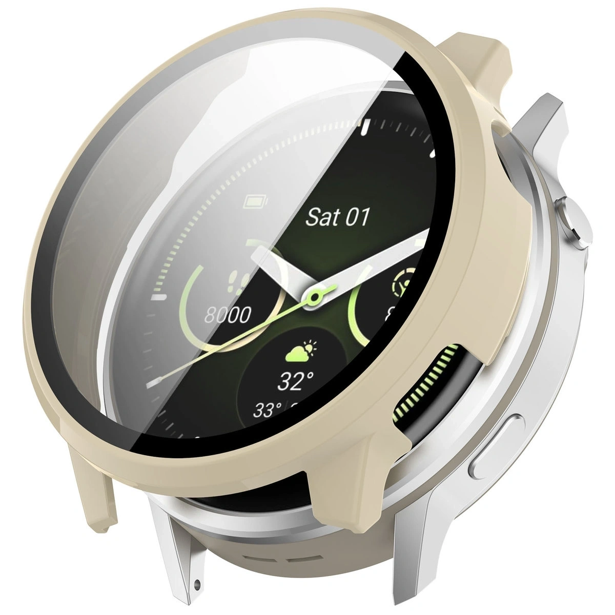 Etui ze szkłem do zegarka Bizon Case+Glass Watch do Garmin Venu 4 41mm beżowe