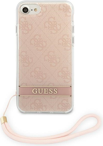 Guess GUOHCI8H4STP Apple iPhone SE 2022/SE 2020/8/7 pink hardcase 4G Print Strap