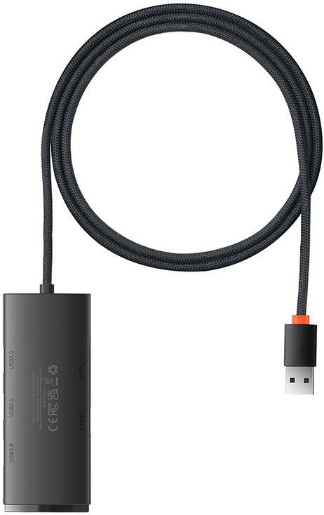 Hub 4in1 Baseus Lite Series USB - 4x USB 3.0 1m (black)