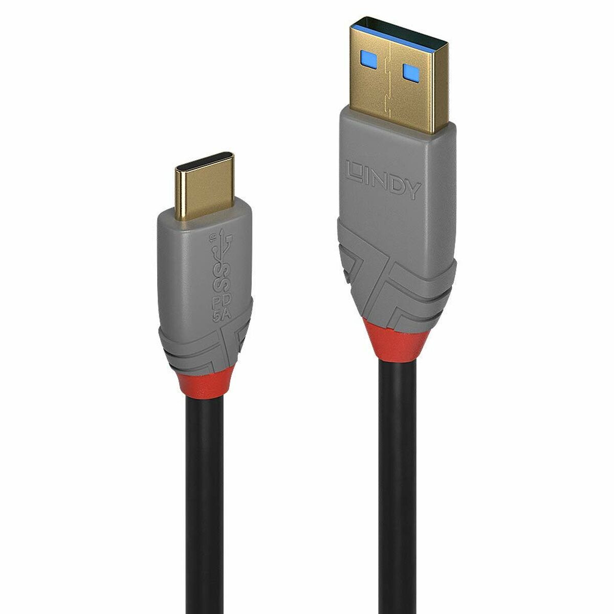 USB A zu USB-C-Kabel LINDY 36911 Schwarz Anthrazit