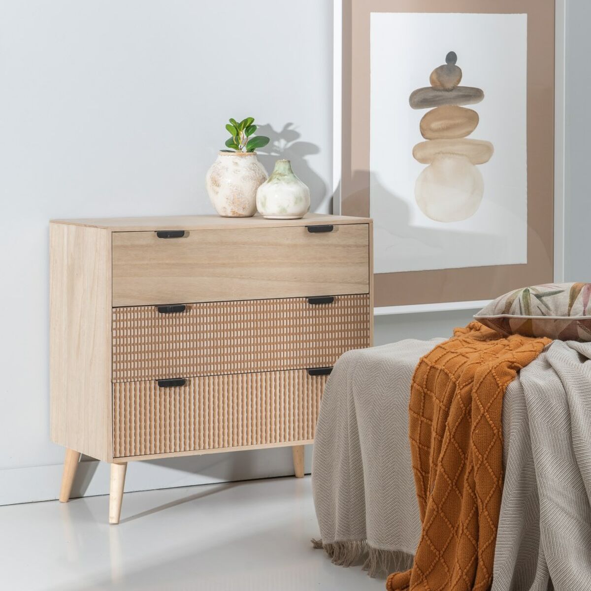 Chest of drawers COFFEE 80 x 40 x 77 cm Wood Coffee DMF