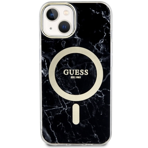 Guess GUHMP14SPCUMAK Apple iPhone 14 black hardcase Marble MagSafe