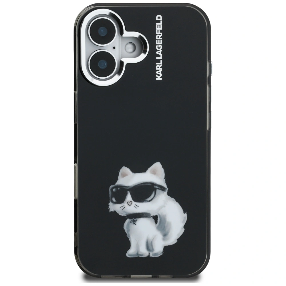 Etui Karl Lagerfeld IML Aquarelle Choupette & Logo do Apple iPhone 16 czarny