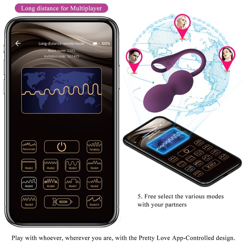 PRETTY LOVE - ELVIRA KEGEL BALLS APP REMOTE CONTROL PURPLE PRETTY LOVE - ELVIRA KEGEL BALLS APP REMOTE CONTROL PURPLE