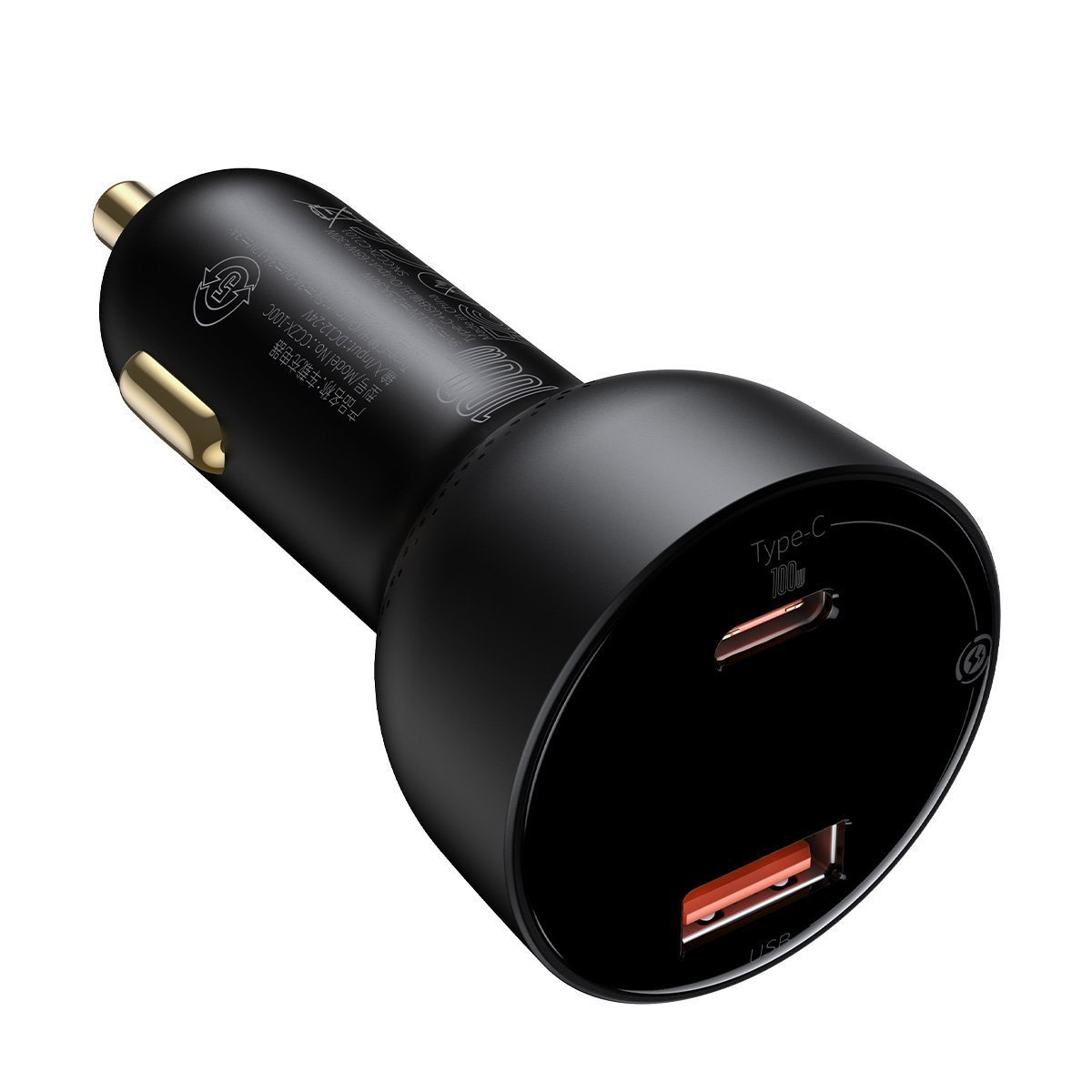 Baseus Superme Car charger, USB, USB-C, 100W + USB-C cable (black)