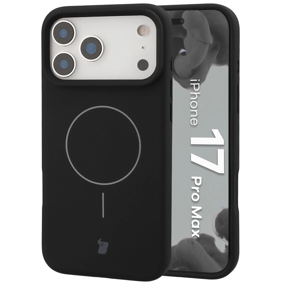 Silikonowe etui z pierścieniem magnetycznym Bizon Soft Case Magnetic do Apple iPhone 17 Pro Max czarne