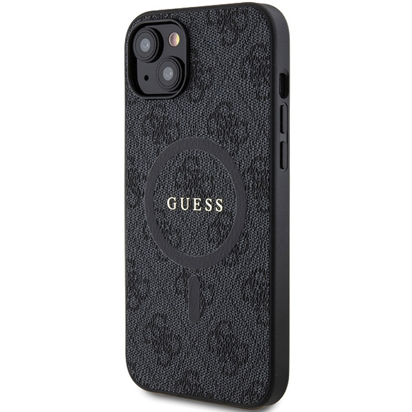 Guess GUHMP14SG4GFRK Apple iPhone 14 / 15 hardcase 4G Collection Leather Metal Logo MagSafe black