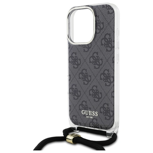 Guess GUHCP16LHC4SEK Apple iPhone 16 Pro hardcase Crossbody Cord 4G Print black