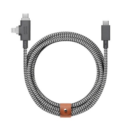 Kabel Native Union Belt Cable Duo Pro 240W USB-C / USB-C + Lightning, 2.4m (zebra)