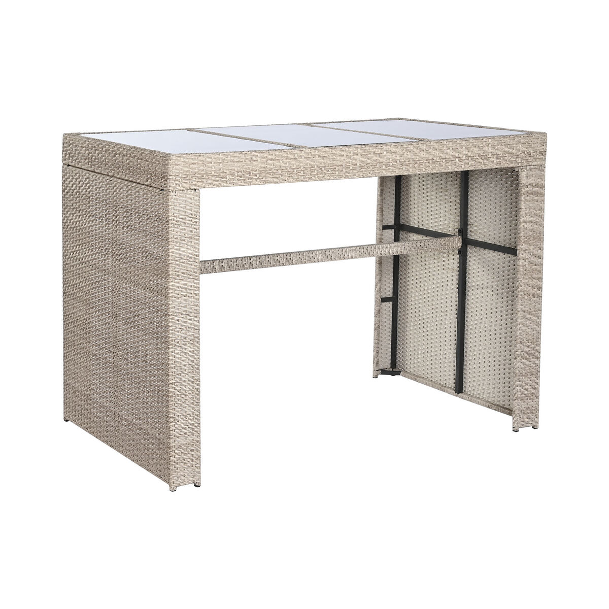 Table set with 6 chairs DKD Home Decor Steel synthetic rattan 143 x 80 x 100 cm