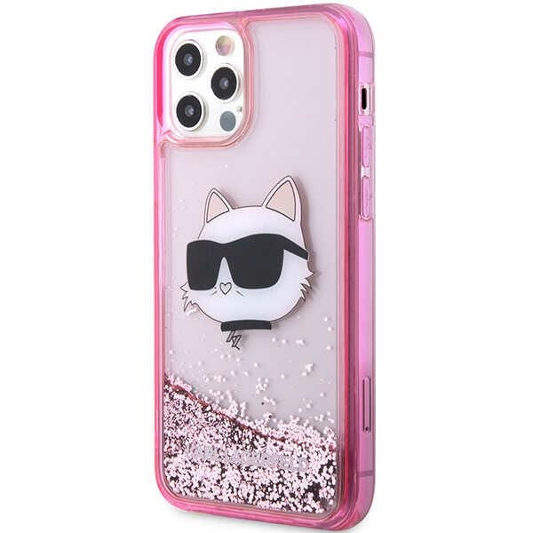 Karl Lagerfeld KLHCP12MLNCHCP Apple iPhone 12/12 Pro pink hardcase Glitter Choupette Head
