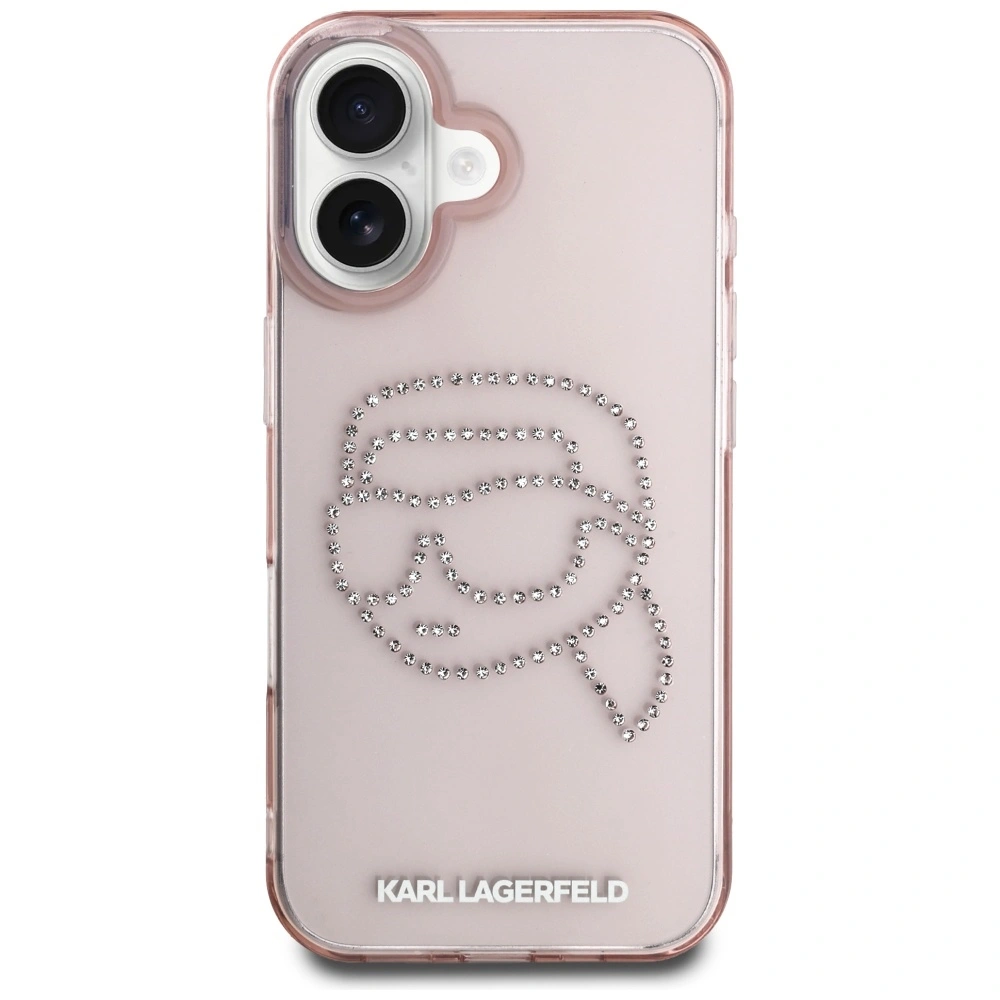 Karl Lagerfeld IML Rhinestones Karl Head Apple iPhone 16 pink
