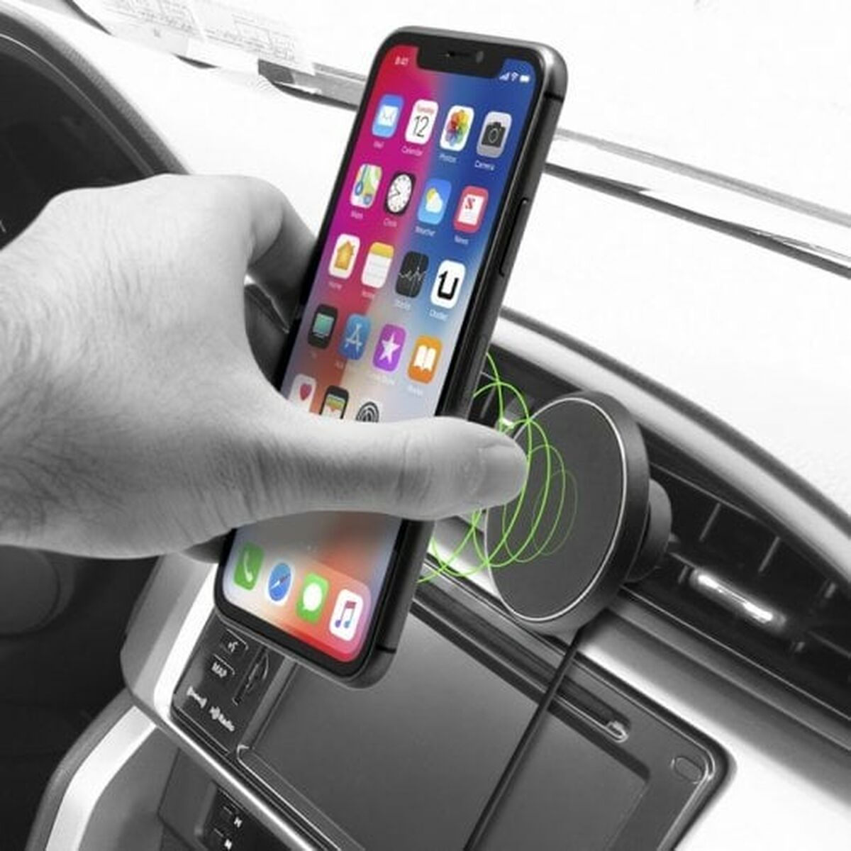 Mobile Phone Holder with Wireless Charger for Cars Unotec