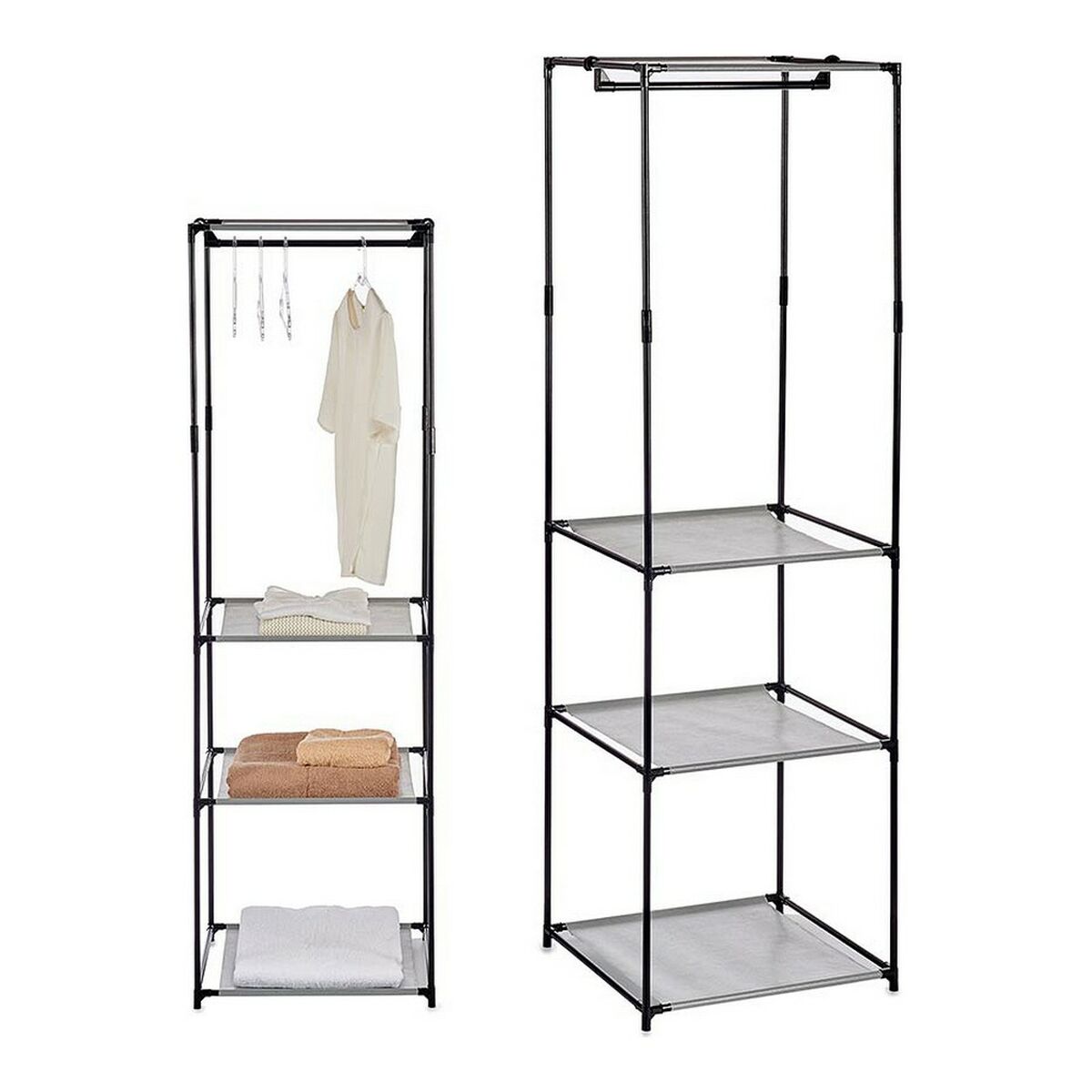 Schrank Schwarz Grau Stoff Eisen PP (43,5 x 160 x 50 cm)