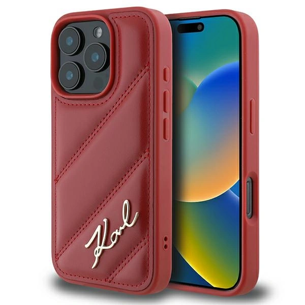 Karl Lagerfeld KLHCP16LPQDSMGR Apple iPhone 16 Pro hardcase Quilted Signature red