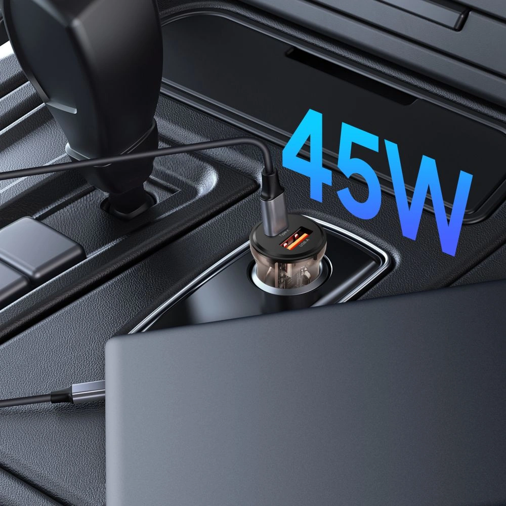 Tech-Protect CC01 2-port Car Charger USB-A, USB-C PD 45W / QC 3.0 Black