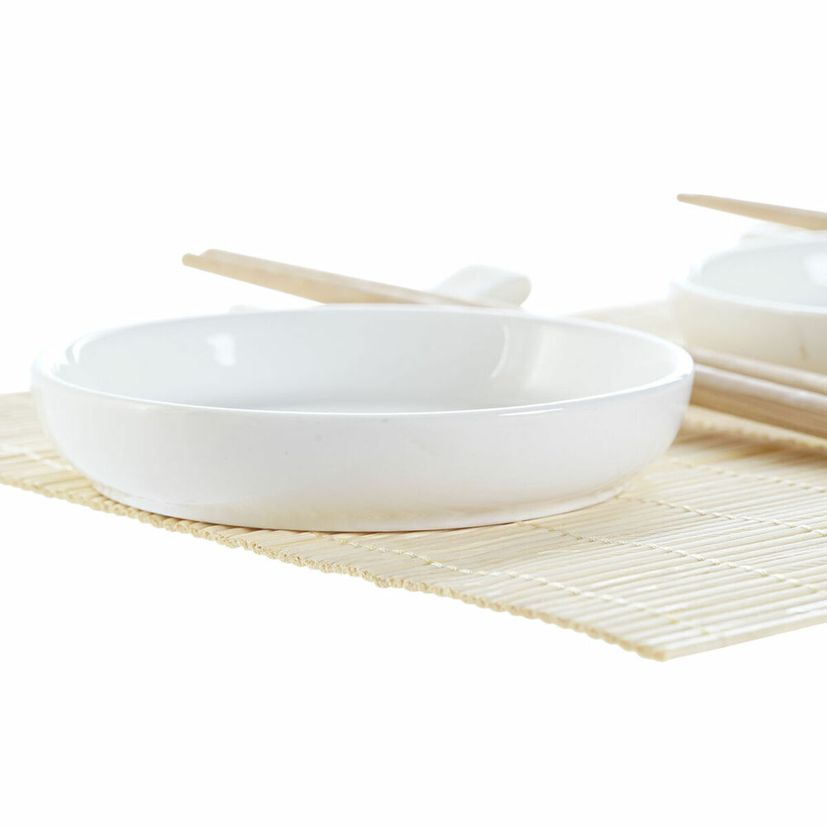 Sushi Set DKD Home Decor 28,8 x 19,8 x 3 cm Natural White Stoneware Oriental (28,8 x 19,8 x 3 cm)