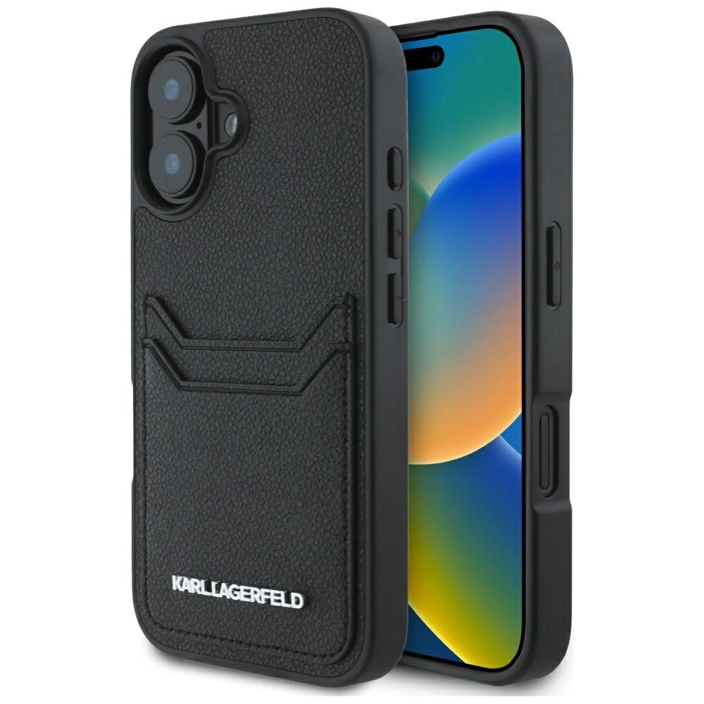 Karl Lagerfeld HC Grained PU Cardslot Metal Elong Apple iPhone 16 black
