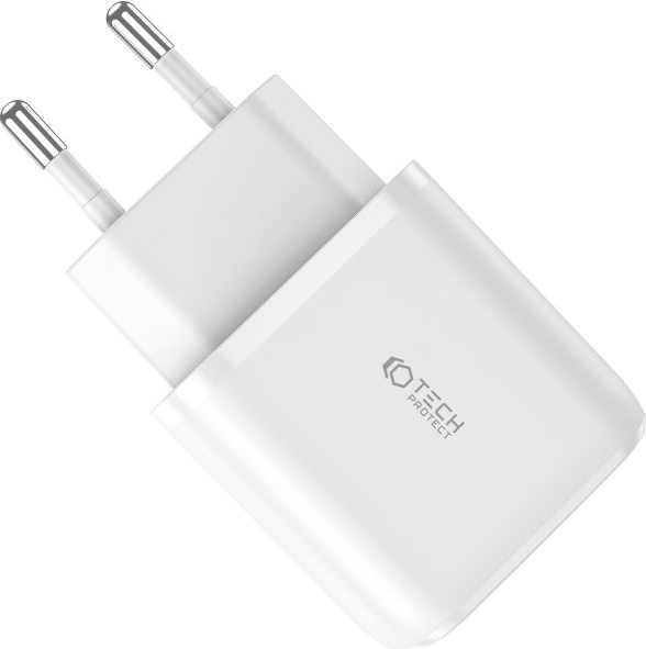 Tech-Protect C20W 2-port Network Charger PD 20W QC 3.0 White