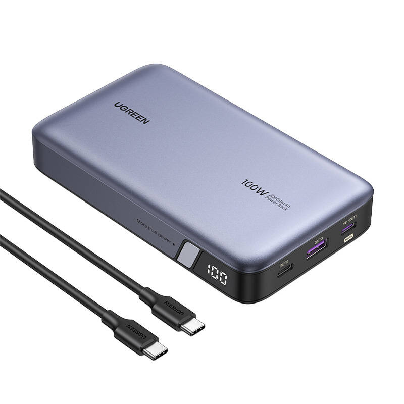 UGREEN PB720 powerbank 20000mAh USB-A, 2xUSB-C 100W PD grey
