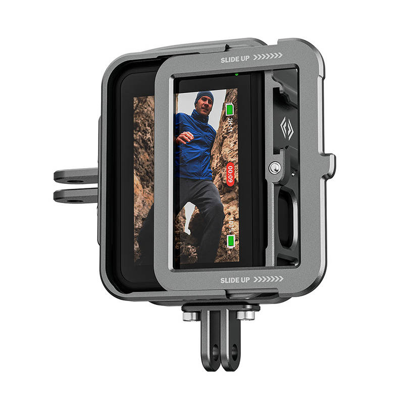 TELESIN Aluminum Cage with Vertical Frame for GoPro Hero 11/10/9