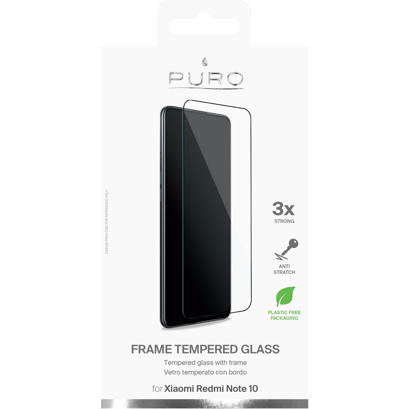 PURO Frame Tempered Glass Redmi Note 10 (black)
