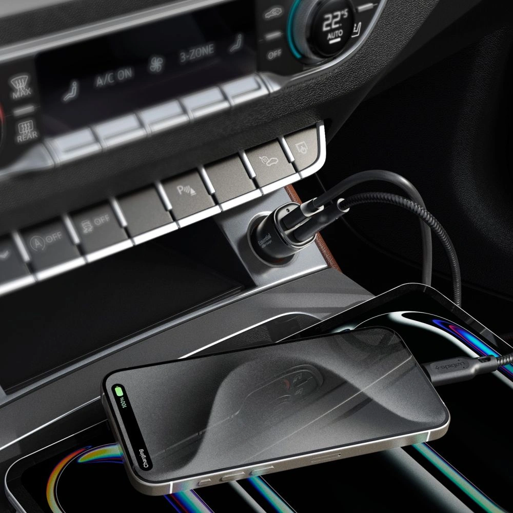 Spigen EV482 ArcStation Essential Car Charger USBA, USB-C 48W Black