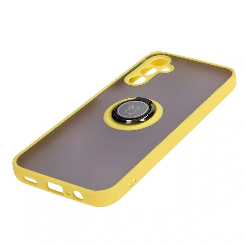Bizon Case Hybrid Ring Samsung Galaxy M14 5G smoky with a yellow frame