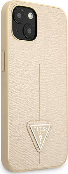 Guess GUHCP13MPSATLE Apple iPhone 13 beige hardcase Saffiano Triangle Logo