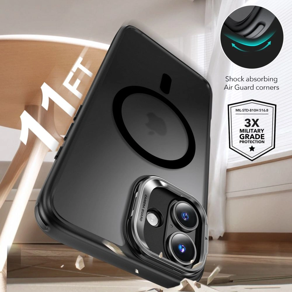 ESR Classic Hybrid Kickstand Halolock MagSafe & Tempered Glass Apple iPhone 16 Frosted Black