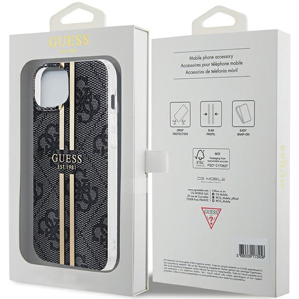 Guess GUHCP15MH4PSEGK Apple iPhone 15 Plus / 14 Plus hardcase IML 4G Gold Stripe black