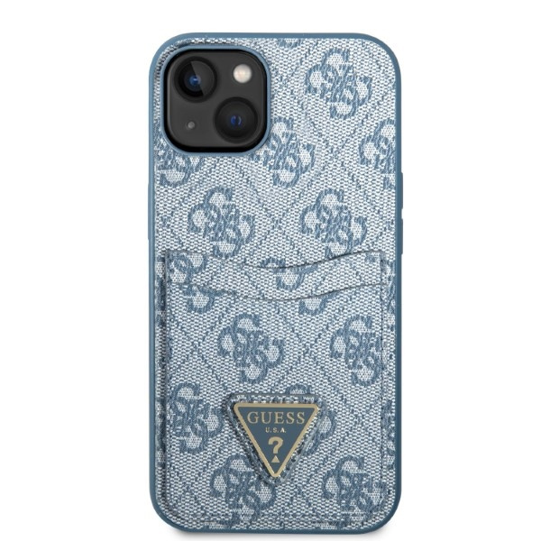 Guess GUHCP13SP4TPB Apple iPhone 13 mini blue hardcase 4G Triangle Logo Cardslot
