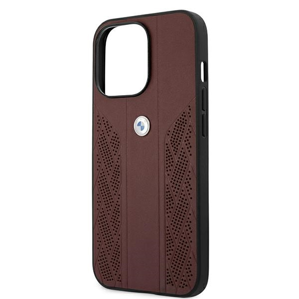 BMW BMHCP13LRSPPR Apple iPhone 13 Pro red hardcase Leather Curve Perforate