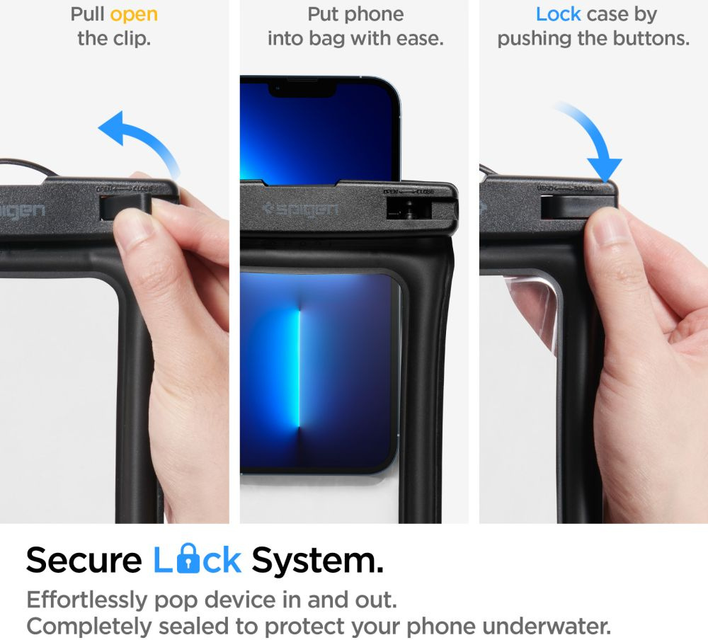 Uniwersalne wodoszczelne etui Spigen A610 Universal Waterproof Float Case Black [2 PACK]
