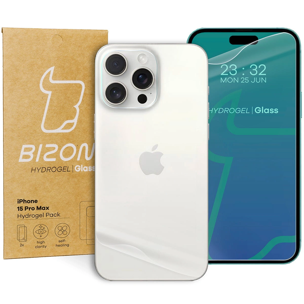 Bizon Glass Hydrogel Pack do Apple iPhone 15 Pro Max
