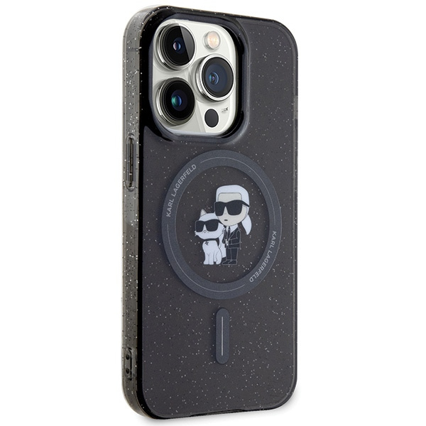 Karl Lagerfeld KLHMP15LHGKCNOK Apple iPhone 15 Pro hardcase Karl&Choupette Glitter MagSafe black