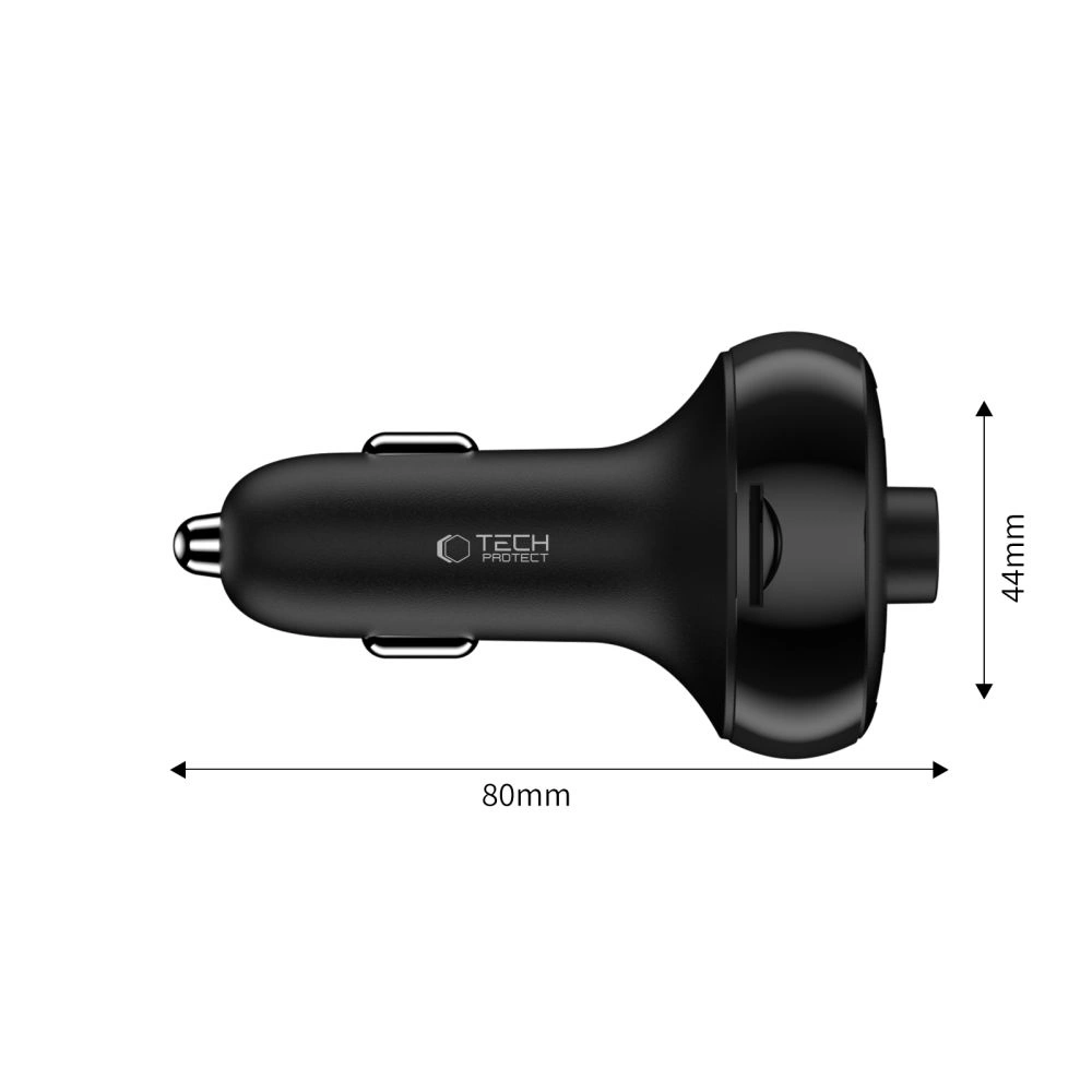 Tech-Protect CC06 3-port Car Charger 2xUSB-A, USB-C PD 72W + Transmiter FM Bluetooth Black