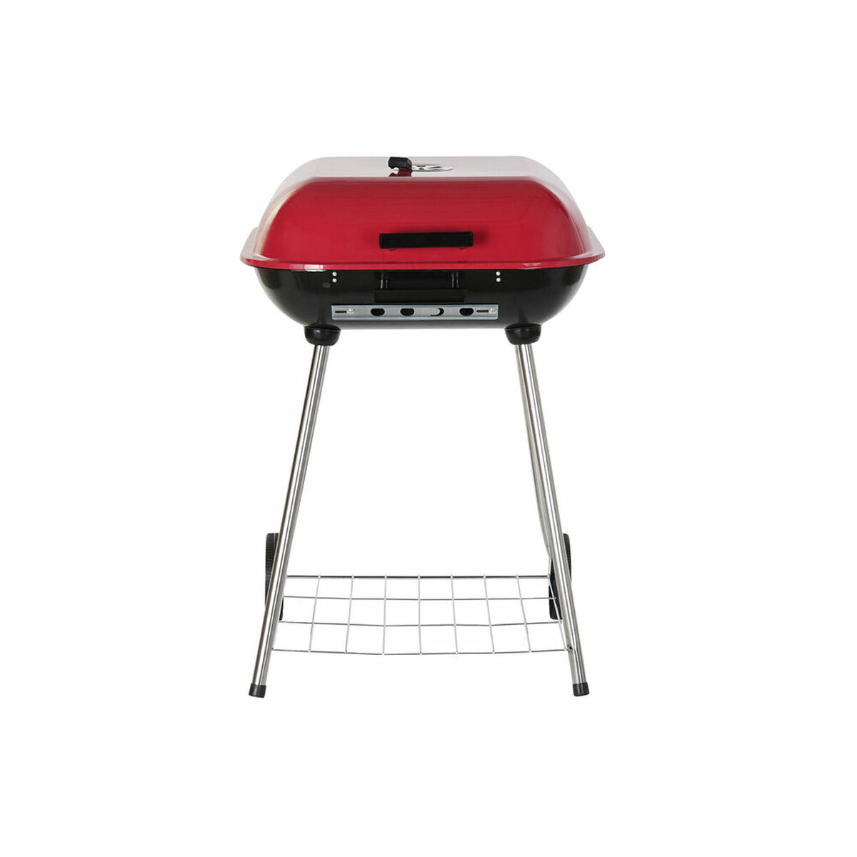 Coal Barbecue with Cover and Wheels DKD Home Decor Red 60 x 57 x 80 cm Steel (60 x 57 x 80 cm)